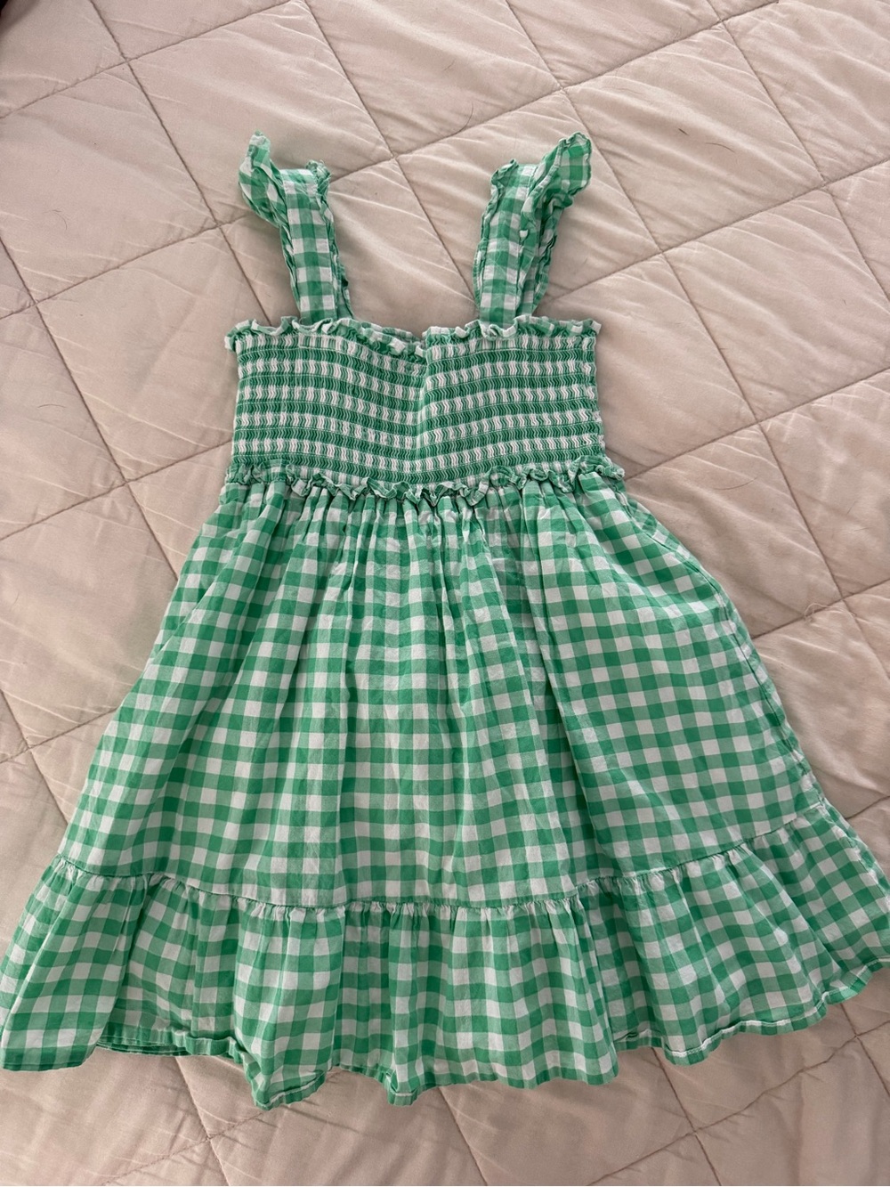 Janie and Jack 6 Green Gingham Smocked Sundress for Girls